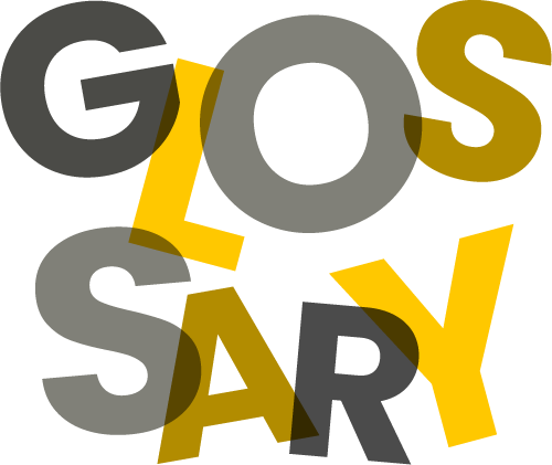 The word GLOSSARY in coloured letters
