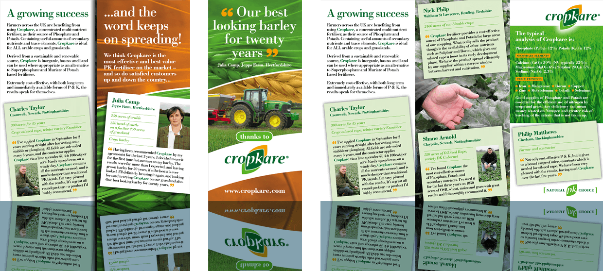 Cropkare testimonials leaflet front and inside