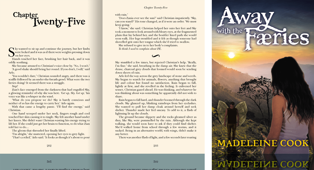 Book cover and interior spread for Away with the Færies