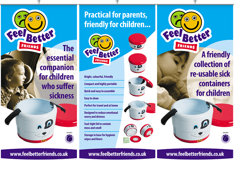 Set of banner stands for Feel Better Friends